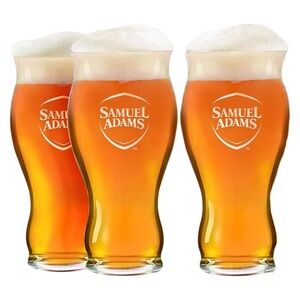 Samuel Adams Perfect Pint Glass Laser Etched Nucleated Beer Glass 16oz Set of 3